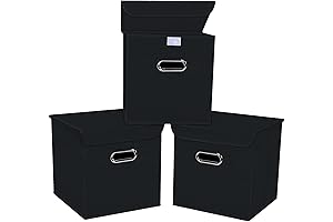 Collapsible Fabric Storage Cubes with Lid Handle | Fabric Organizer Bins Closet Organizers