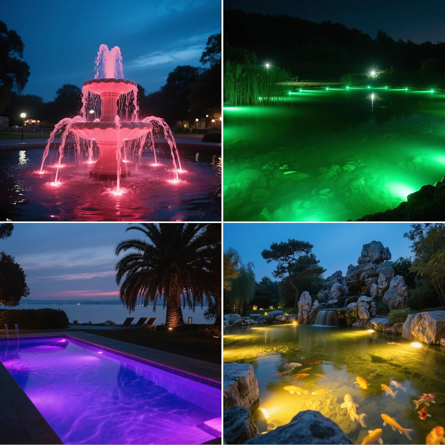 T-SUN Solar Pond Lights, 3-in-1 RGB Solar Underwater Pond Lights, IP68 Waterproof Sustainable Submersible Light for for Pond, Garden, Patio, Fountain, Pool, Waterfall Decoration
