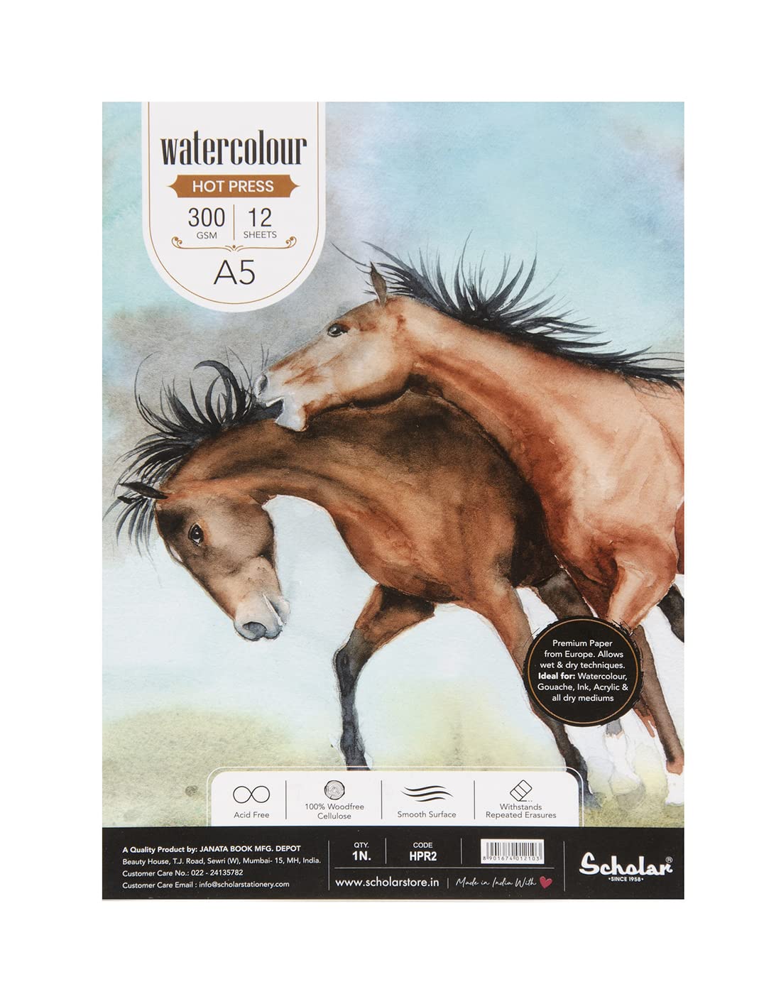 Scholar Watercolour Hot Pressed Paper Pad (Glued) (12 Sheets, 300 GSM Thick Professional Watercolour Paper) (A5) (B09KNL3NLT) Amazon Price History, Amazon Price Tracker