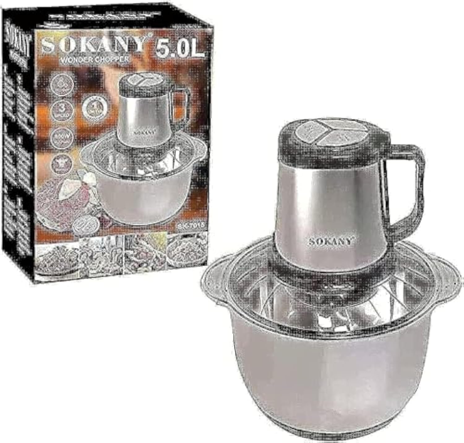 SOKANYMeat Grinder SK-7015 Change-speed Gear Box, Smooth Running, Meat Blender -(International warranty)