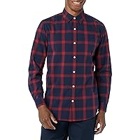 Amazon Essentials Camicia in Popeline Elasticizzato A Manica Lunga dalla vestibilità Aderente Uomo