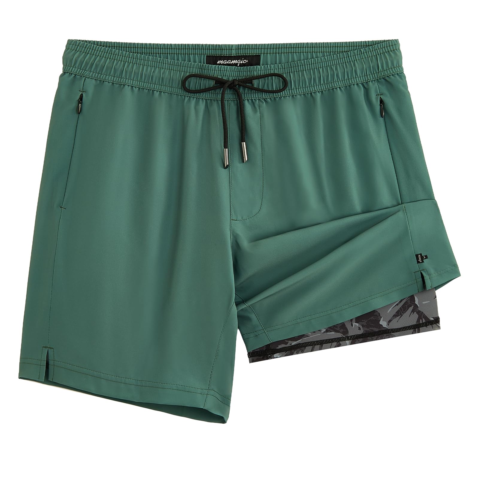 maamgic Badehose Herren mit Kompression Innenhose 2 in 1 Schnelltrocknend Badeshorts für Männer 4 Way Stretch mit Tasche Tunnelzug S-XXL