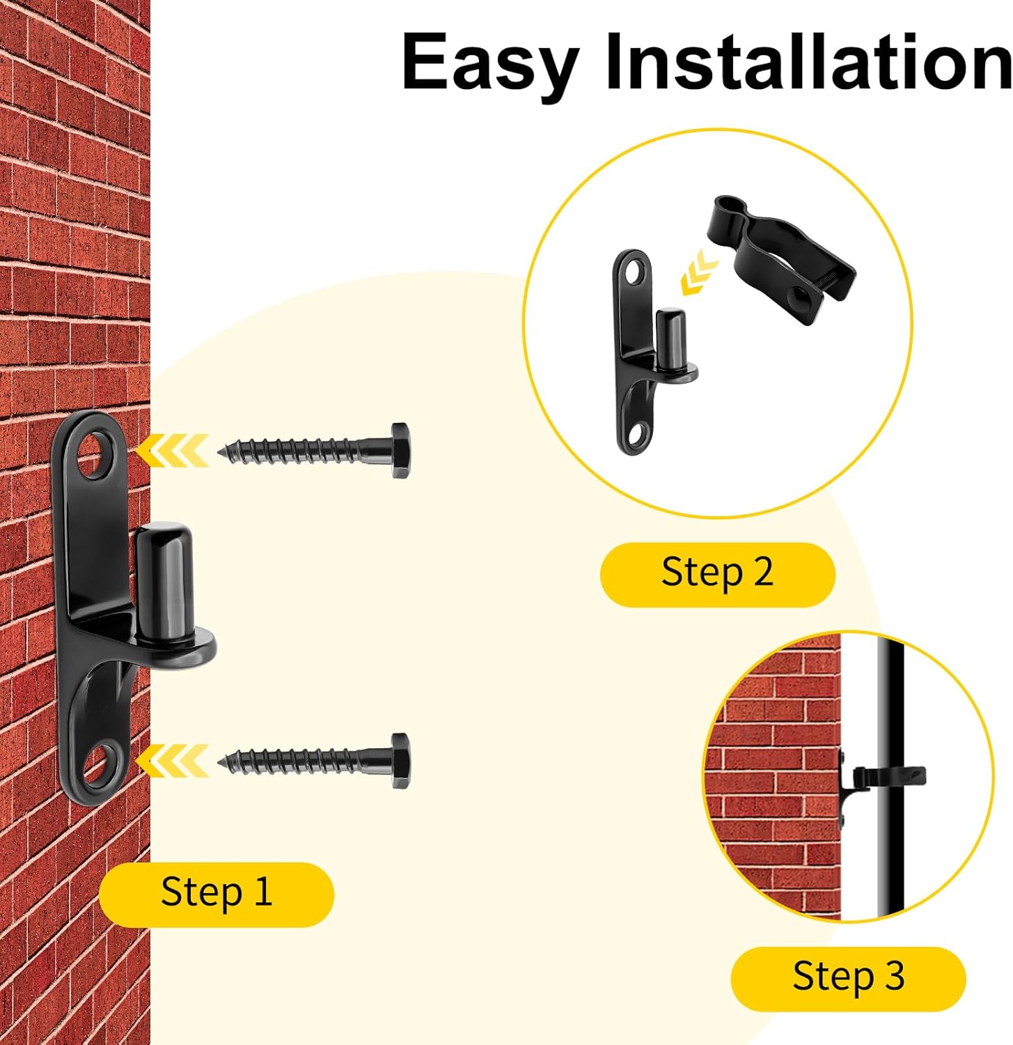 1-3/8" Stainless Steel Gate Hinges 4 Pack, Heavy Duty 304 Fence Gate Hinges with 5/8" Pin for Chain Link Fence, Wall & Post Mount Outdoor Gate Hardware (Includes Screws)