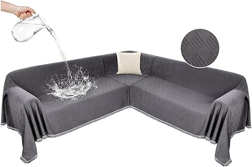 Miniatura 1 de Fundas impermeables para sofá seccional, funda de sofá esquinero en forma de L, manta para perros y mascotas, lavable, diseño jacquard acolchado en