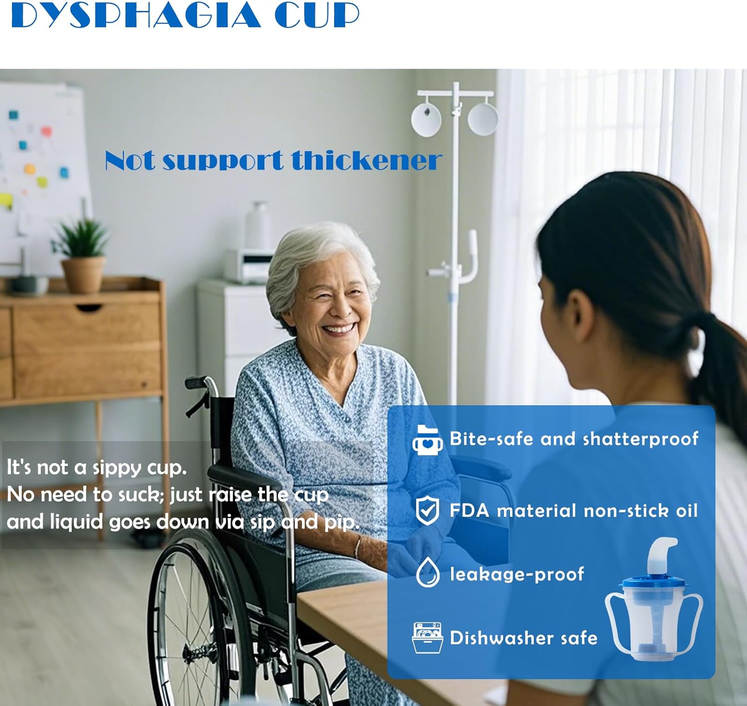 Dysphagia Regulating Drinking Cup for Swallowing and Disorders People,Dispenses 5cc or 10cc of Liquid Each Time,No Thickener is Used.Helps to Prevent Choking (bule) - Image 3