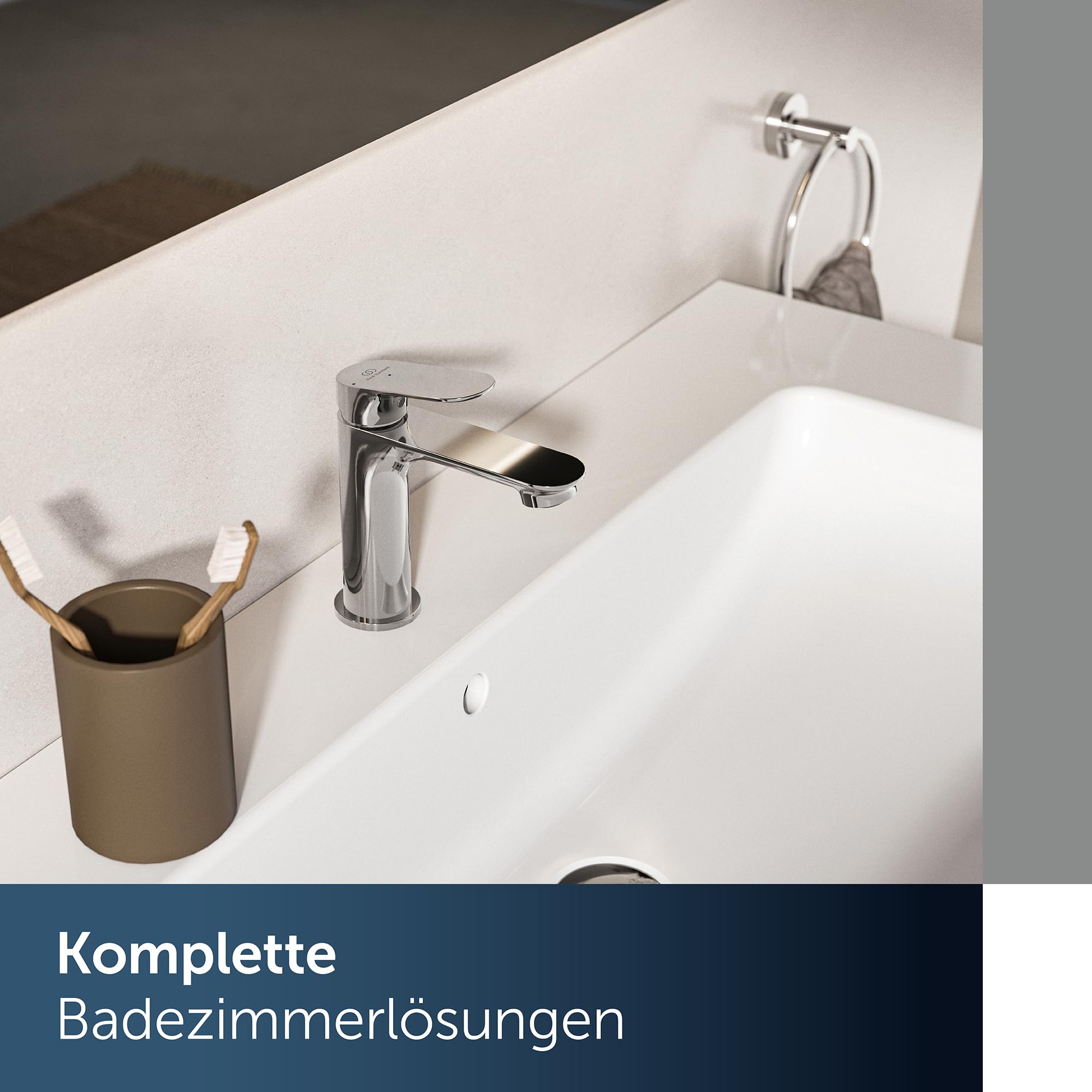 Ideal Standard Alero Waschtischarmatur, Auslaufhöhe 100 mm, wassersparender Wasserhahn Badezimmer, besonders langlebig, ohne Ablaufgarnitur – Chrom (48 x 150,5 x 154 mm)