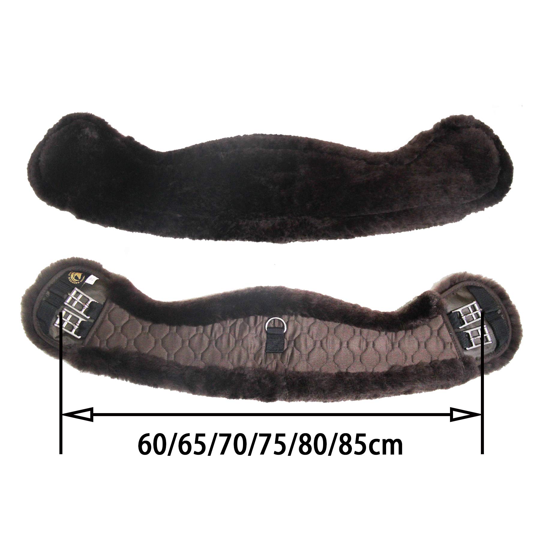 Lammwolle Sattelgurt Dressurgurt Kurzgurt Merino Lammwolle Anatomisch Konkav Braun 65cm
