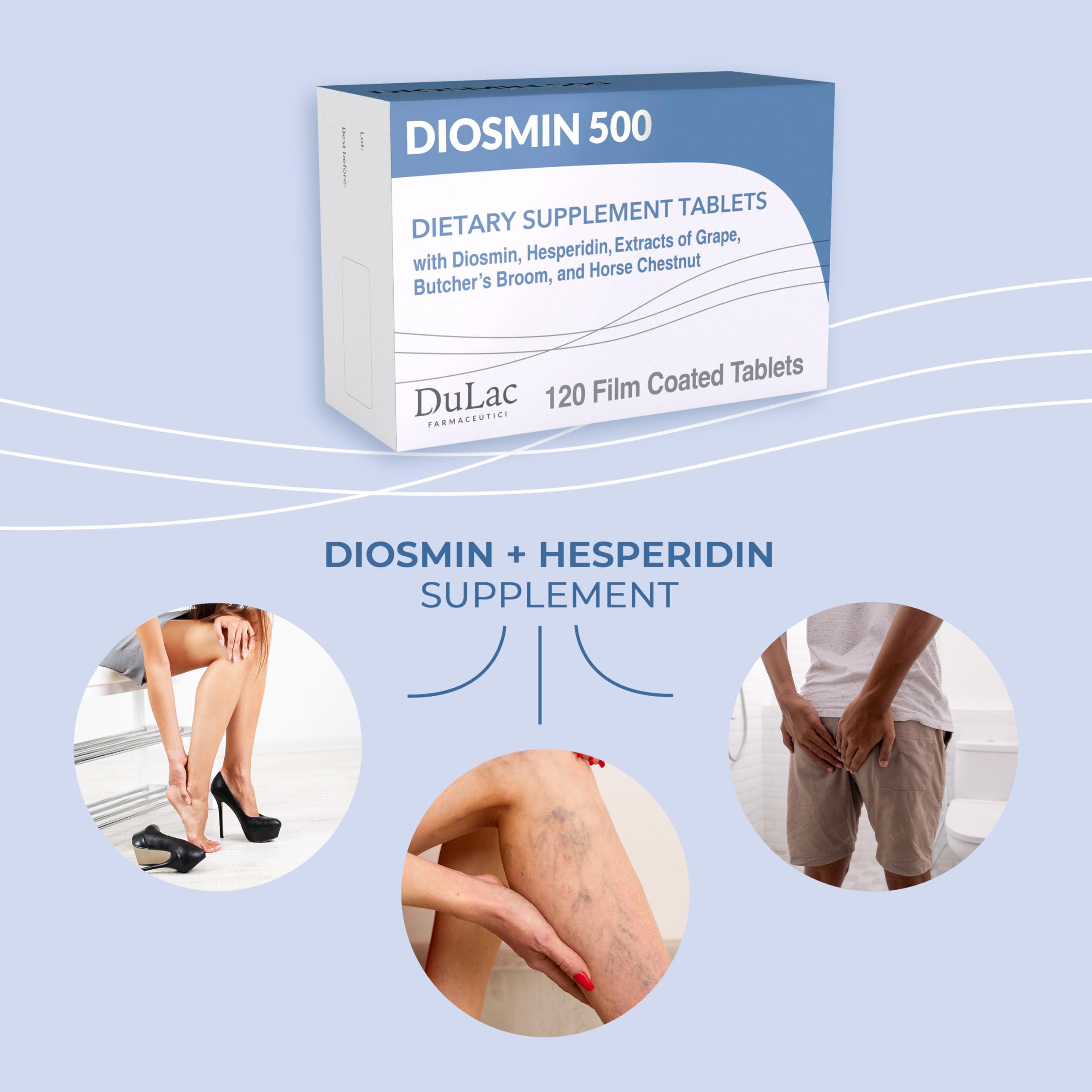 Dulac - Diosmin 500, Dietary Supplement for Leg Circulation, 120 Tablets — Amazon image 3