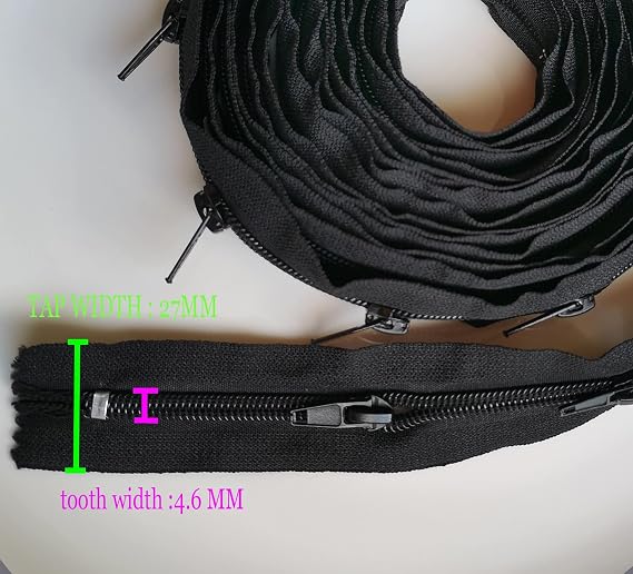 JOSDIOX #3 Black Nylon Coil Roll Zippers by The Yard - 5 Yards Bulk Zipper