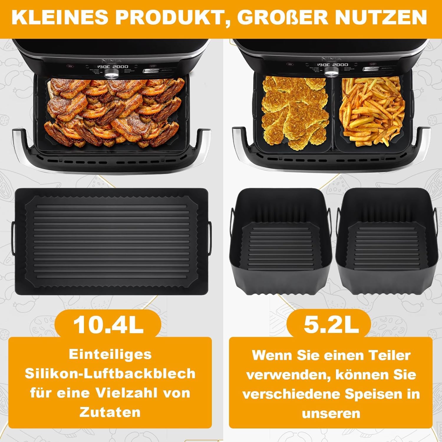 GINOYA Papier Cuisson Air Fryer Ninja 10.4L - 150 Feuilles Pour AF500EU Cosori 10L