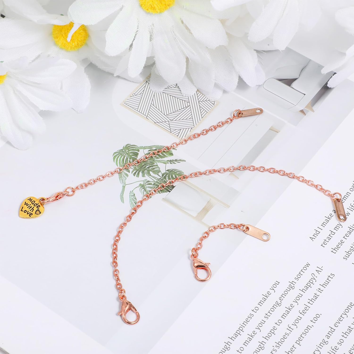 LXUEJIE 9 Pcs Necklace Extender, Rose Gold Necklace Extender, Alloy Necklaces Chain Extenders for Necklaces Bracelet Anklet, Delicate Chain Extenders (Gold/Silver/Rose Gold, 5/10/15cm) - Image 7
