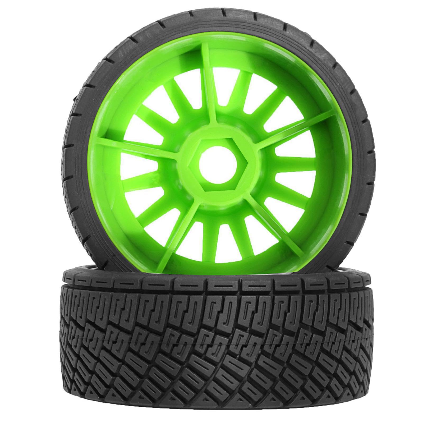 4 Pezzi Pneumatici per Auto RC Gomme per Auto Radiocomandata Ricambi per Rally Ruote di Aggiornamento Realizzati in PP per Lunga Durata Adatto per, Esagono Verde