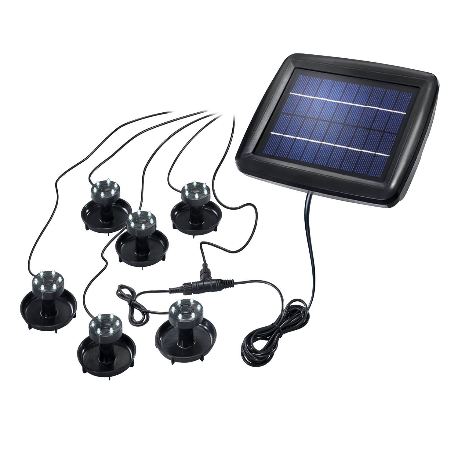 Esotec Solar sott'acqua faretto Super Splash, 6 faretti, 30 lm, 2 W pannello solare 102150