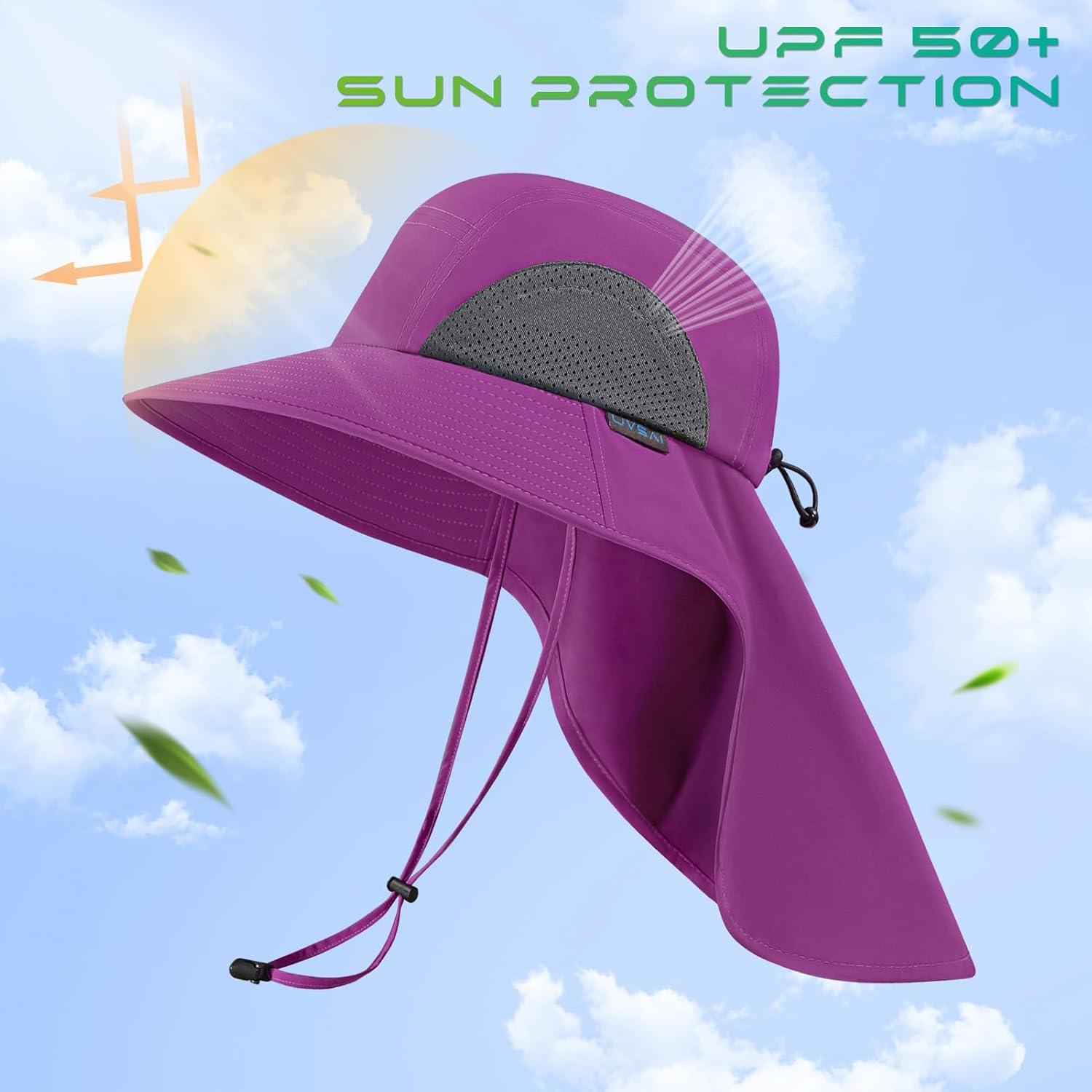 UPF 50+ Foldable Sun Hats Wide Brim with Large Neck Flap for Men Women UV Protection Gardening Fishing Beach Hat