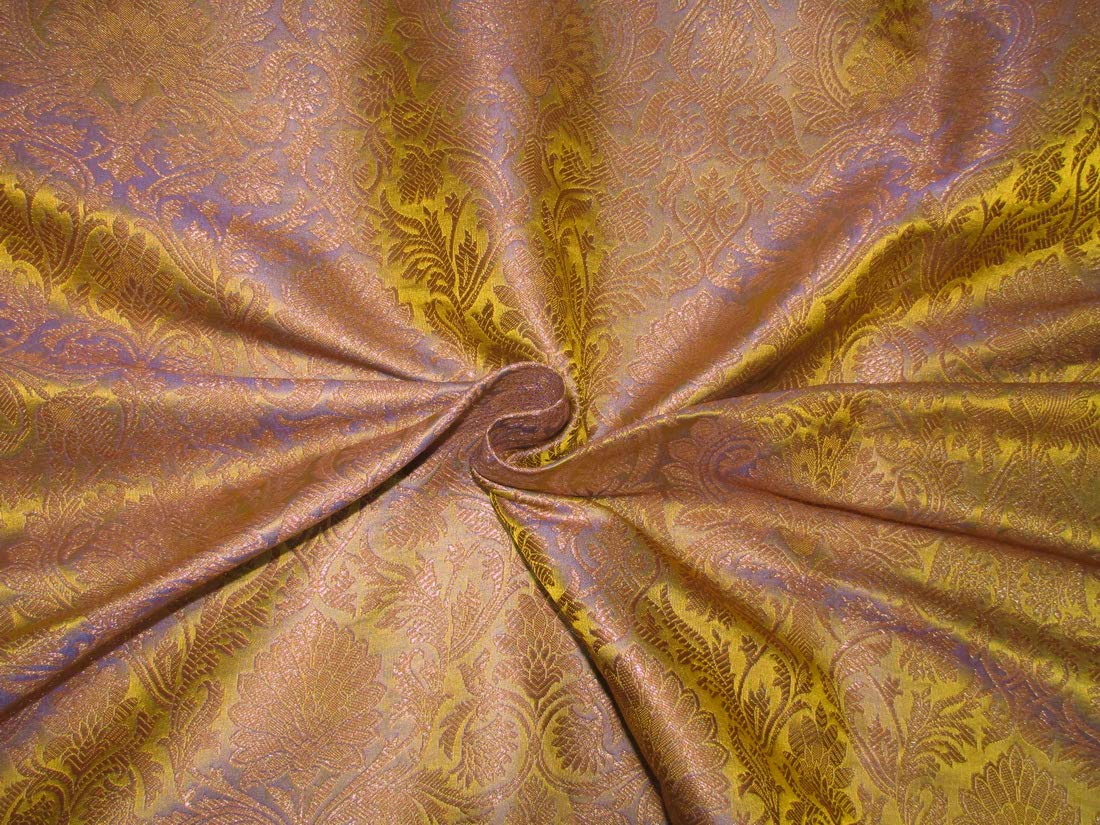 Brocart Jacquard irisé noble bleu et doré pour créations haute couture