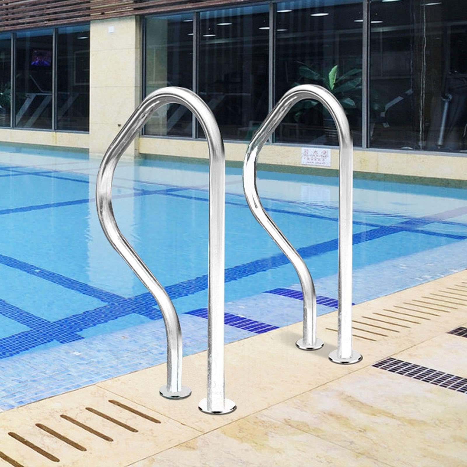 Barandilla De Piscina De 2 Piezas, Barandilla De Piscina, Mango De Seguridad De Barandilla De Piscina Curvada Engrosada De Acero Inoxidable, Adecuado For Piscinas De Parques Acuáticos ( Size : Thick 1