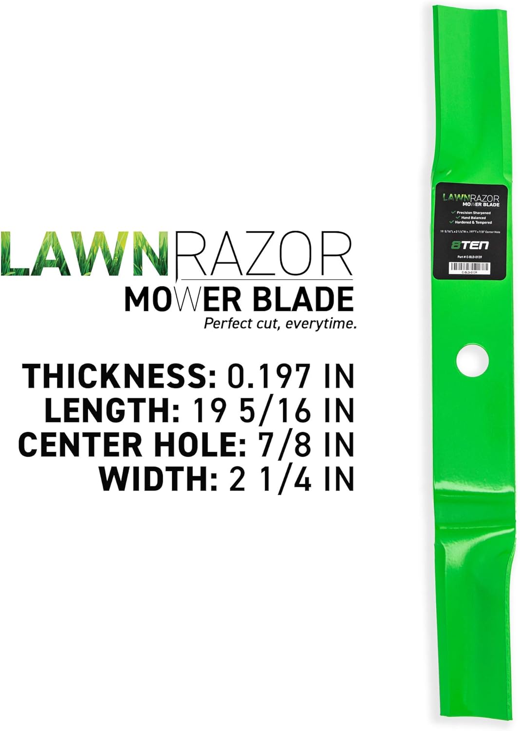 8TEN LawnRAZOR Mower Blade Set for Murray Old Style Universal 38 inch Deck Cut 91742 91742HT (High-Lift)