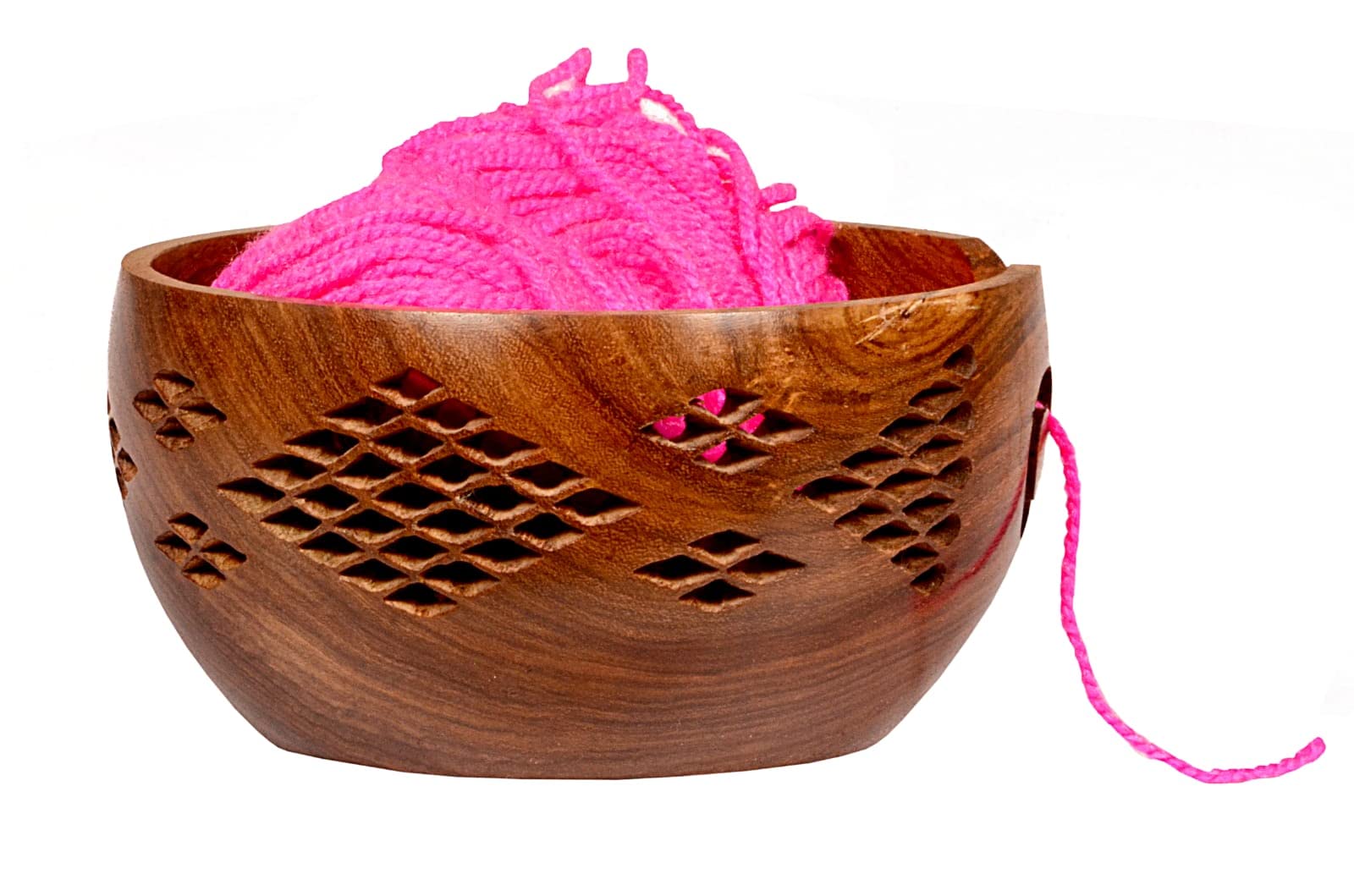 Gamelle de rangement en palissandre sculptée main pour tricot de luxe