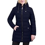 Women's 3/4 Stretch Puffer Jacket with Fur Hood and Half Back