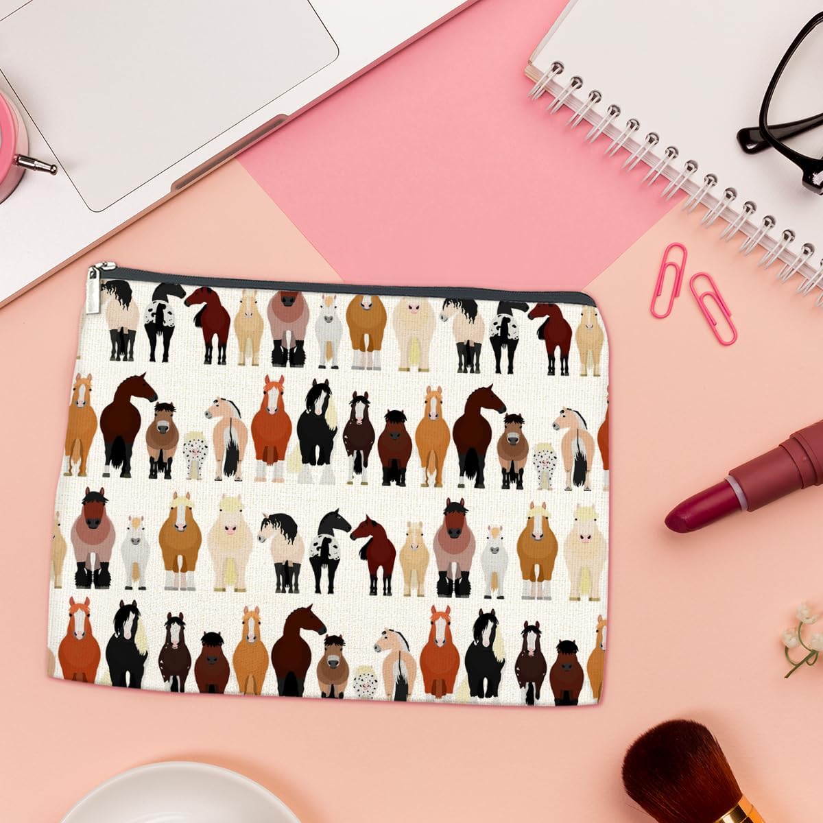 LyoGao Horses Gifts Makeup Bag, Horses Gifts for Animal Lovers Teen Girl Horse Stuff Cosmetic Bag - Image 4