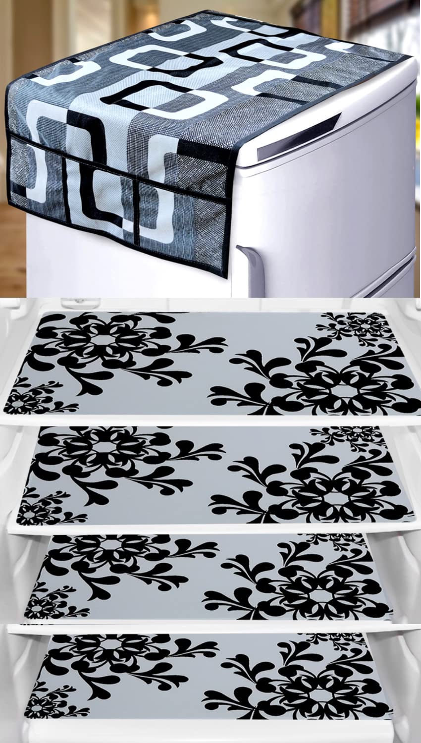 KANUSHI Industries® 1Pc Fridge Cover for Top with 6 Utility Pockets +4 Fridge Mats (FRI-Black-Box+M-2-04) (B09PHB47YX) Amazon Price History, Amazon Price Tracker