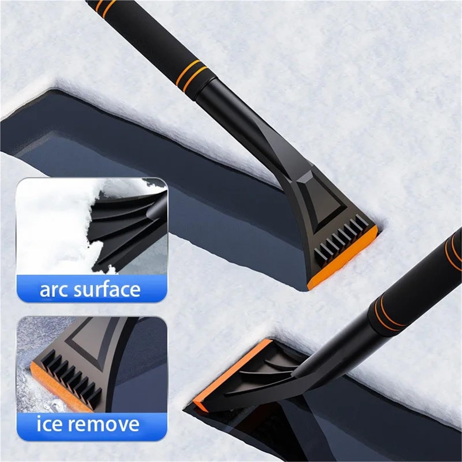 Generisch 2 in 1 Multi-Functional Car Snow Removable Brush Winter Car Ice Shovel Extendable Ice Scraper Car Cleaning & Maintenance Tools(Mb-b1)