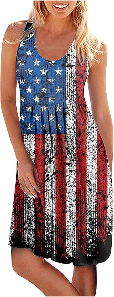 Amazon.com: soyienma Vestidos de verano para mujer, 4 de julio con bandera  americana, vestido patriótico de verano para playa, cubierta sin mangas :  Ropa, Zapatos y Joyería