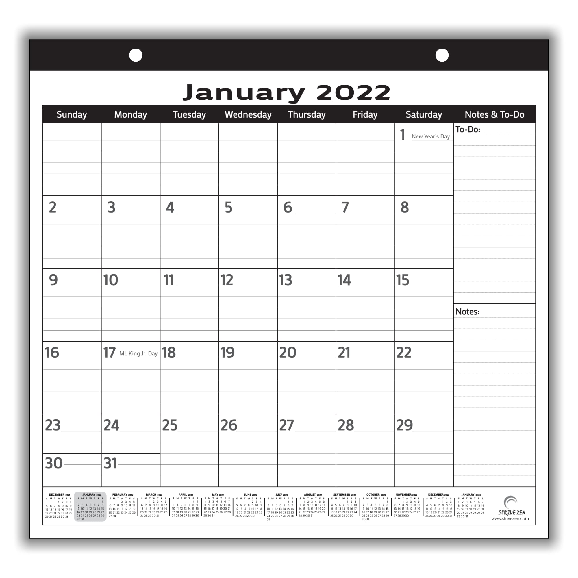 STRIVE ZEN 2022 2023 Refrigerator Calendar by Magnetic, Monthly, July 2022 -December 2023, Strong Magnets for Fridge, 10x10 Inch, Academic, Teacher Busy Mom. Home-Office, Minimalist, 18 months