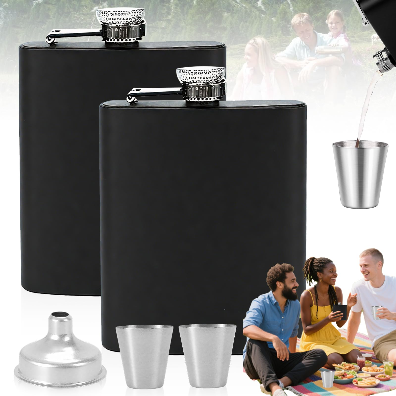 7 Oz Draagbare Zak Heupfles, 190 Ml Pocket Flask Funnel, Heupfles voor Mannen Roestvrij Staal Whiskey Fles Met Trechter,Whisky Alcohol Heupfles met Trechter, Met 2 x Kopjes (30 Ml), Voor Kamperen 7 Oz Draagbare Zak Heupfles, 190 Ml Pocket Flask Funnel, Heupfles voor Mannen Roestvrij Staal Whiskey Fles Met Trechter,Whisky Alcohol Heupfles met Trechter, Met 2 x Kopjes (30 Ml), Voor Kamperen