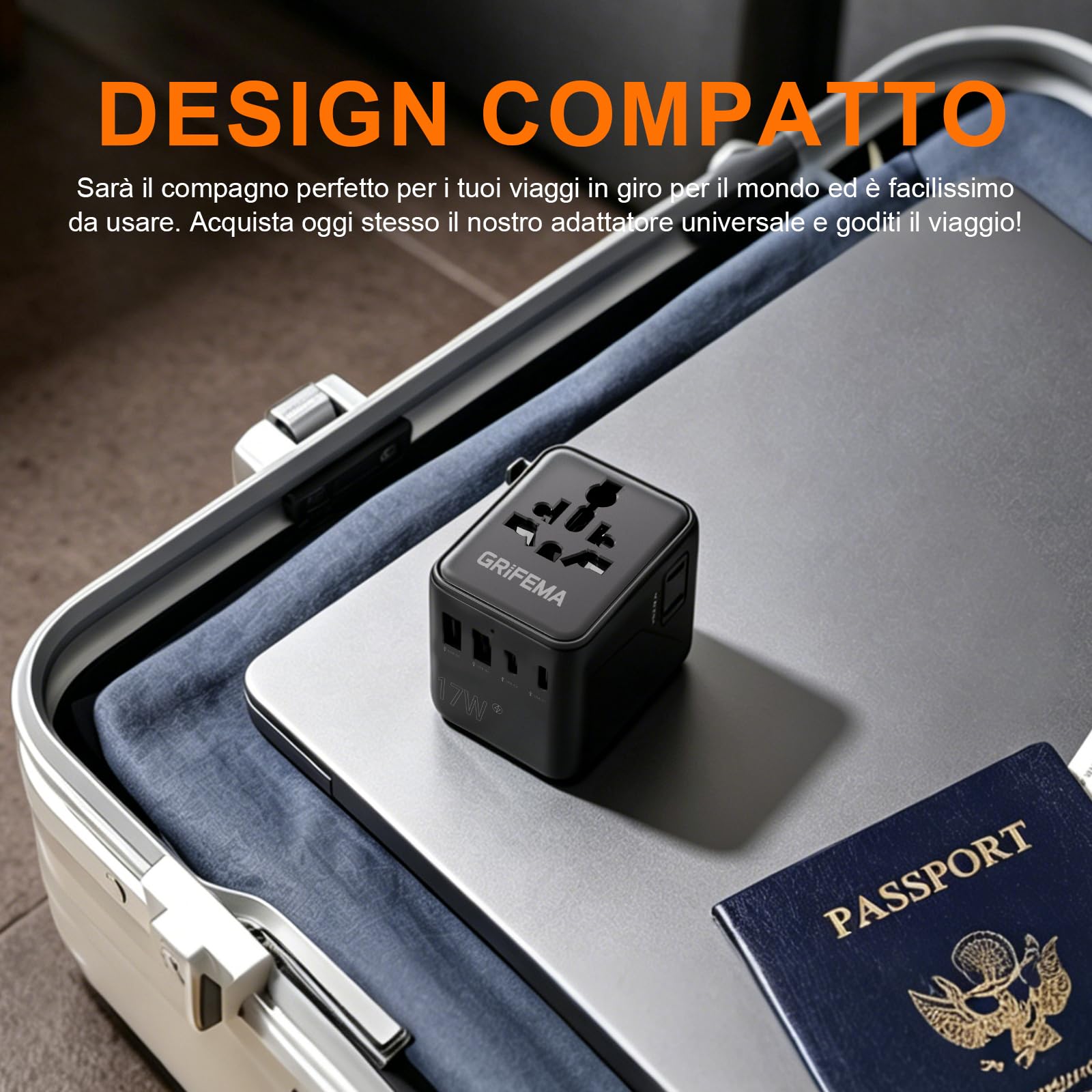 GRIFEMA Adattatore universale da viaggio 6 in 1 — immagine 8 di 11