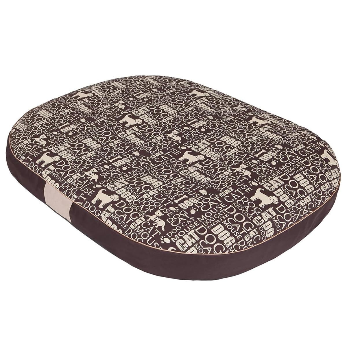 OVAL Hundematratze, Hundebett für Kleine, Mittlere, Große Hunde - Robustes, wasserdichtes Hundekissen, kuscheliges Schaum Tierbett, Outdoor & waschbar - 108x85x15cm Braun mit Muster
