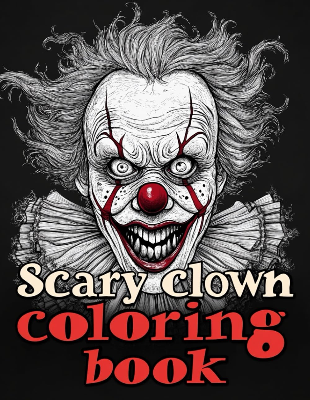 Scary Clown Coloring Book: Terrifying Circus Faces & Creepy Clown Art to Color for Adults – A Horror Coloring Book with Spooky, Haunted Characters to Color for Relaxation,