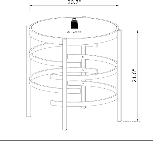 Miniatura 2 de LifeSky - Mesa auxiliar redonda de mármol, mesa auxiliar circular con marco de metal, mesas auxiliares circulares pequeñas para sala de estar,