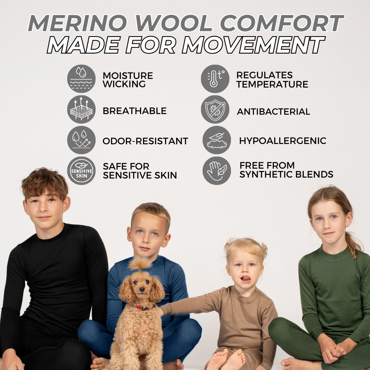 menique Leggings térmicos niños 100% Lana Merino, Gris, 86-92 | Mallas transpirables de secado rápido para niños y niñas, para fútbol, correr, senderismo, deporte outdoor y días fríos