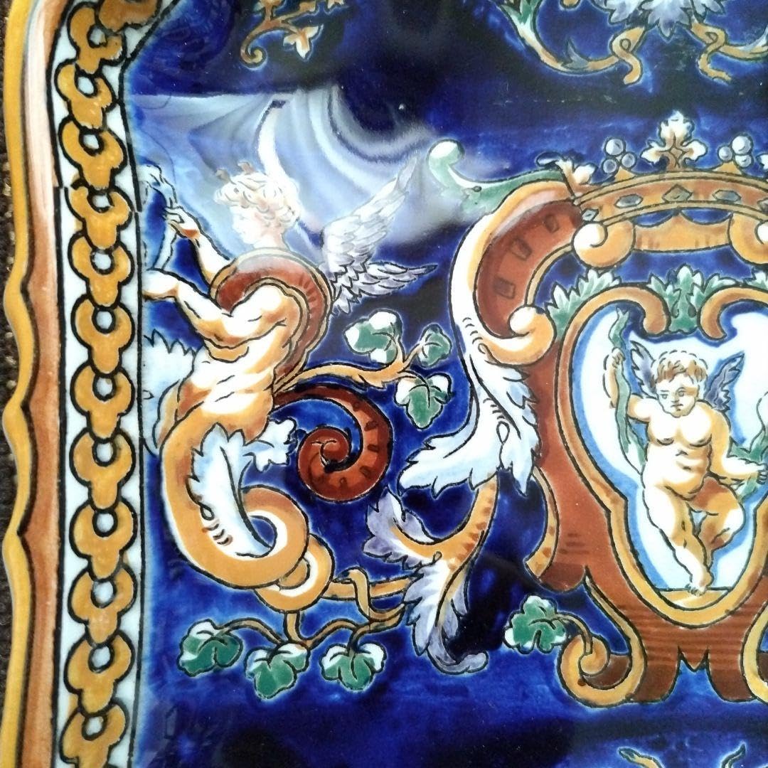 Amazon.co.jp: フランス Gienジアン 手描き ルネサンス 天使図 飾り皿 