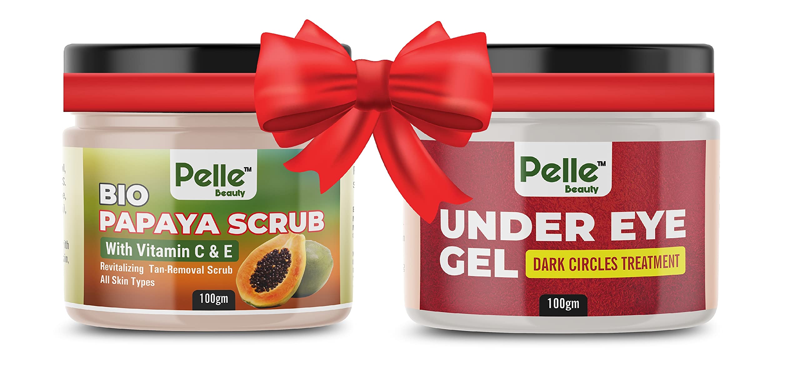 Pelle Beauty :: Combo Pack of Under Eye gel (100grm) + Papaya scrub (100grm) :: 100% Organic and Natural