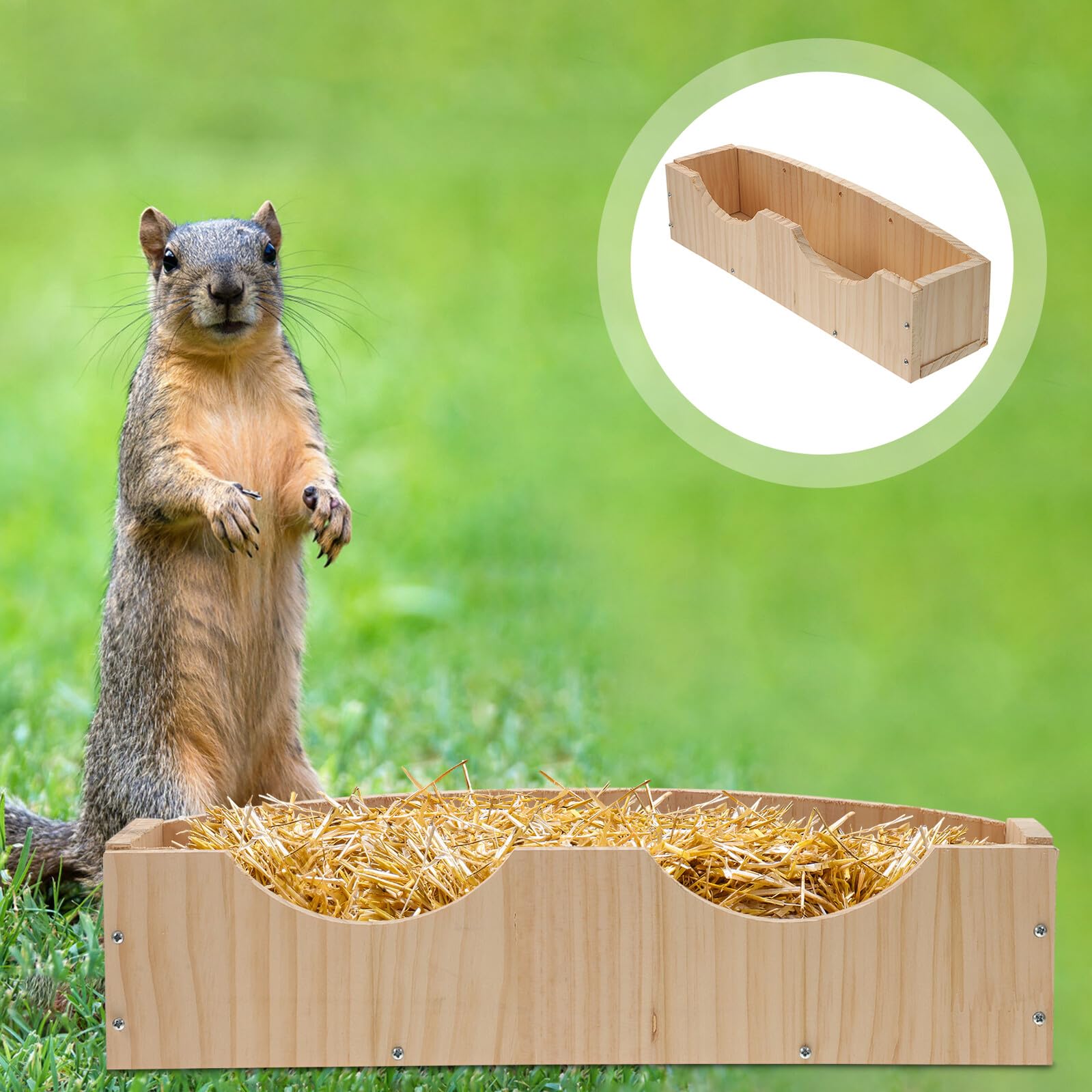 Toyvian Holz Futternapf mit Fixator für Meerschweinchen und Kleine Tiere Leichter Zugang Stabiler Hamsterbehälter in Khaki für Einfachen Gebrauch im Tierbedarf