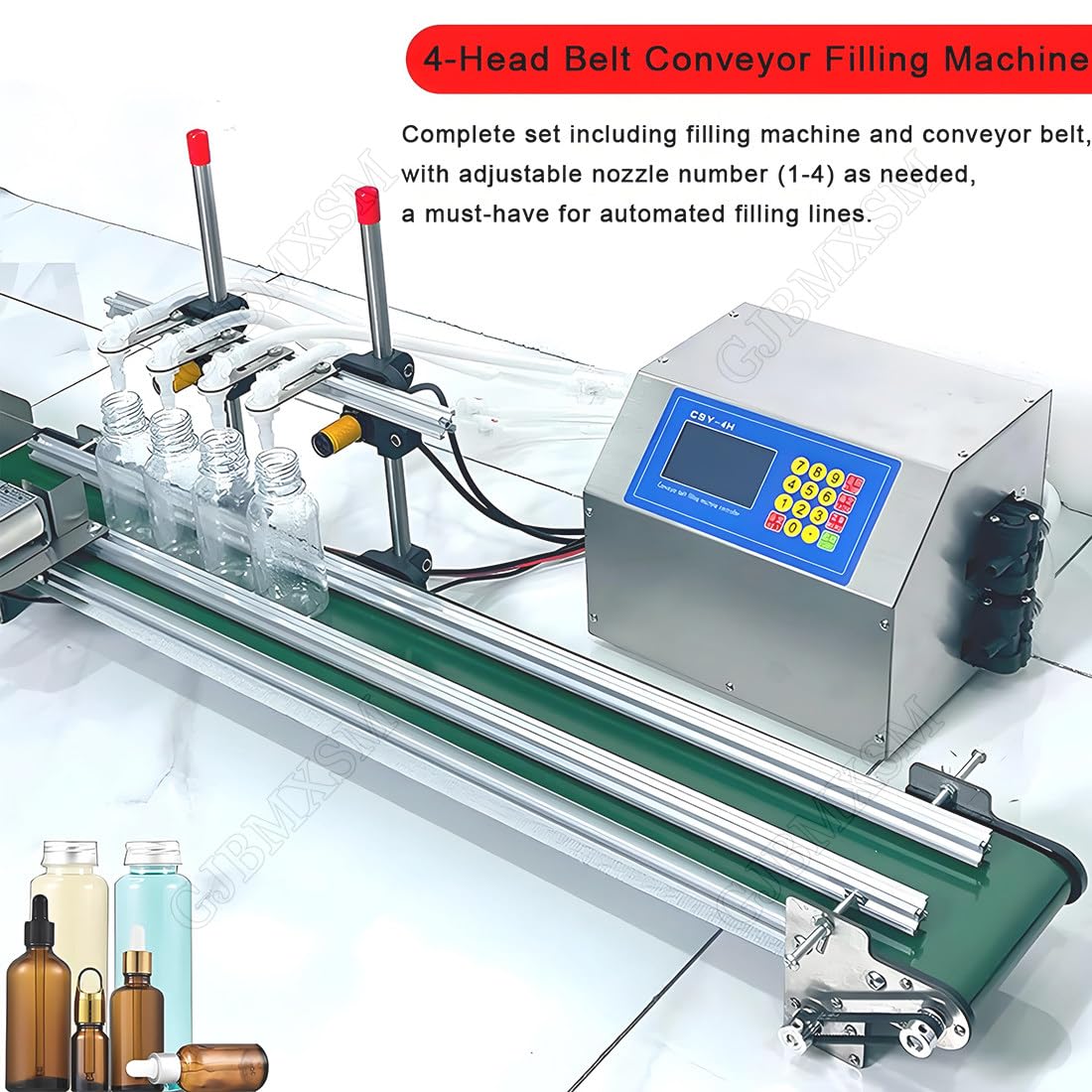 Machine de Remplissage de Liquide Automatique Capacité 10 à 500 ML Remplisseuse de Bouteilles à Commande Numérique Pompe à Membrane pour Lait, Eau, Vin, Boissons, Sauce Soja 4H3200