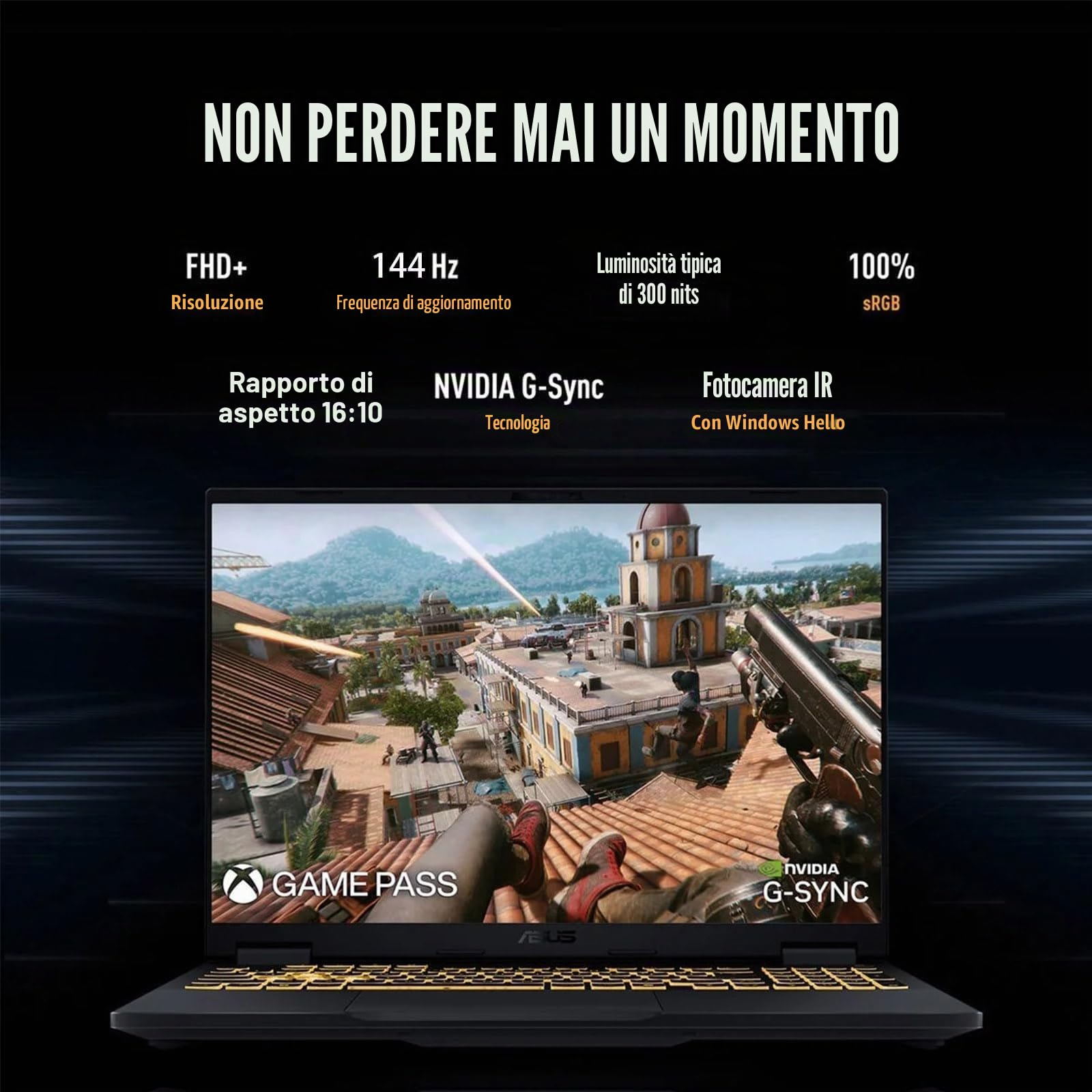 ASUS TUF Gaming Laptop Ryzen7 7735HS – A16 WUXGA 165Hz 100% sRGB – AMD Radeon RX7600S Beat RTX3060 – Tastiera retroilluminata – Thunderbolt4 – Wi-Fi6 – Cavo HDMI (RAM DDR5 da 32 GB, SSD PCIe da 1 TB)