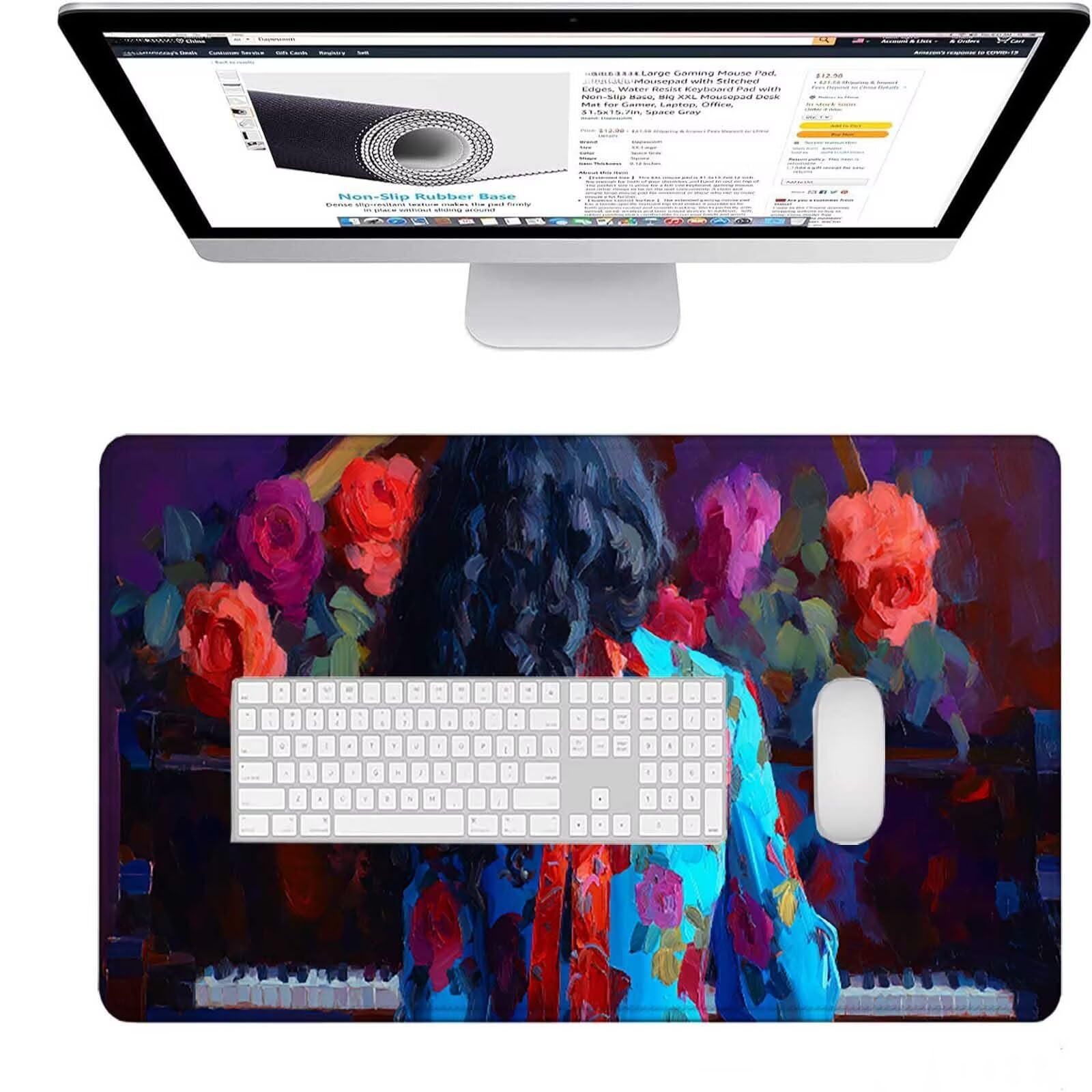Czarna podkładka pod mysz 1500 x 800 x 3 mm duża podkładka pod mysz XXL fortepian pod ręką gracz na biurko, szyte krawędzie, antypoślizgowa gumowa podkładka pod mysz do komputera, komputera, dekoracji