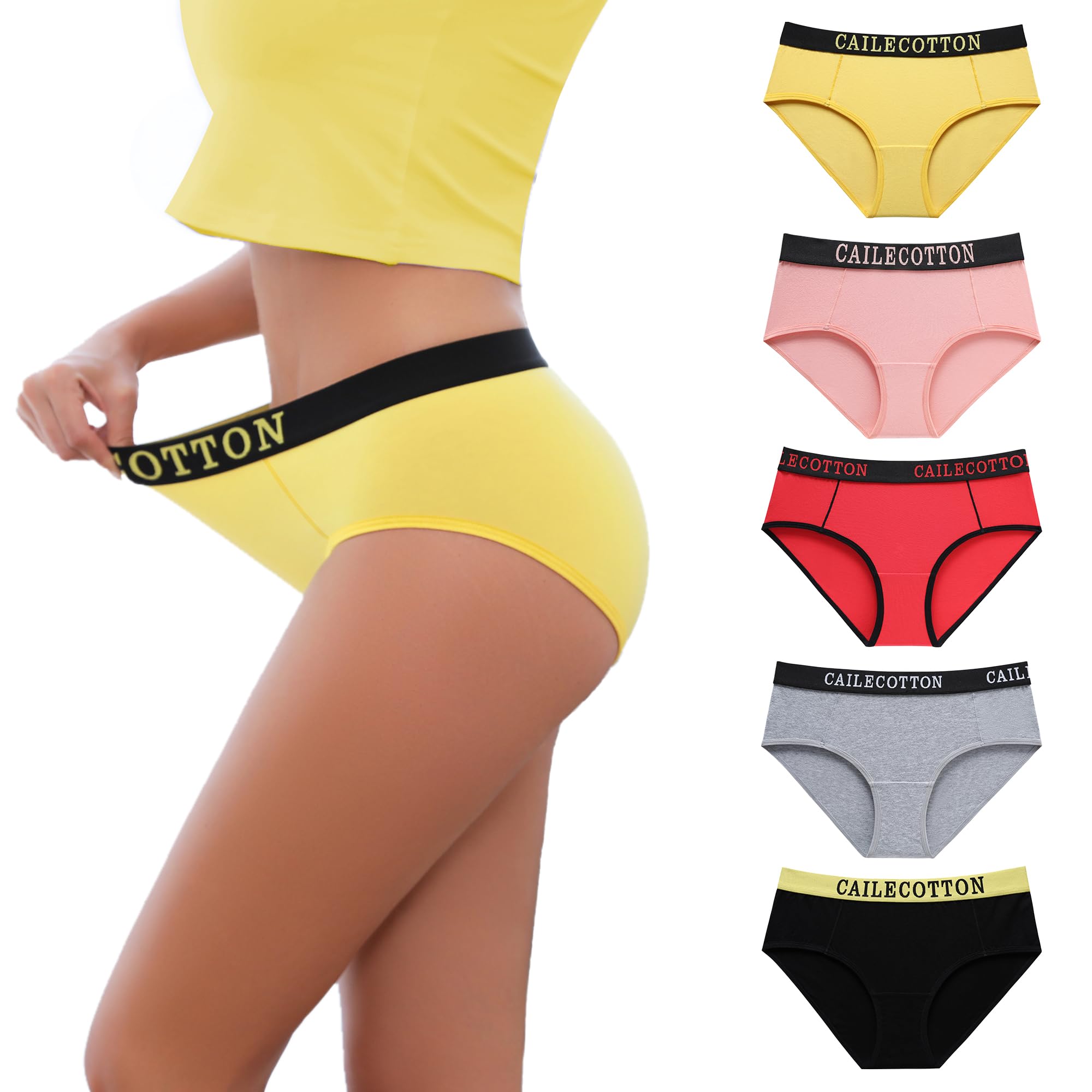 Womens Cotton Bikini Panties High-Cut Full Coverage Stretch Cool Underwear for Women Grey