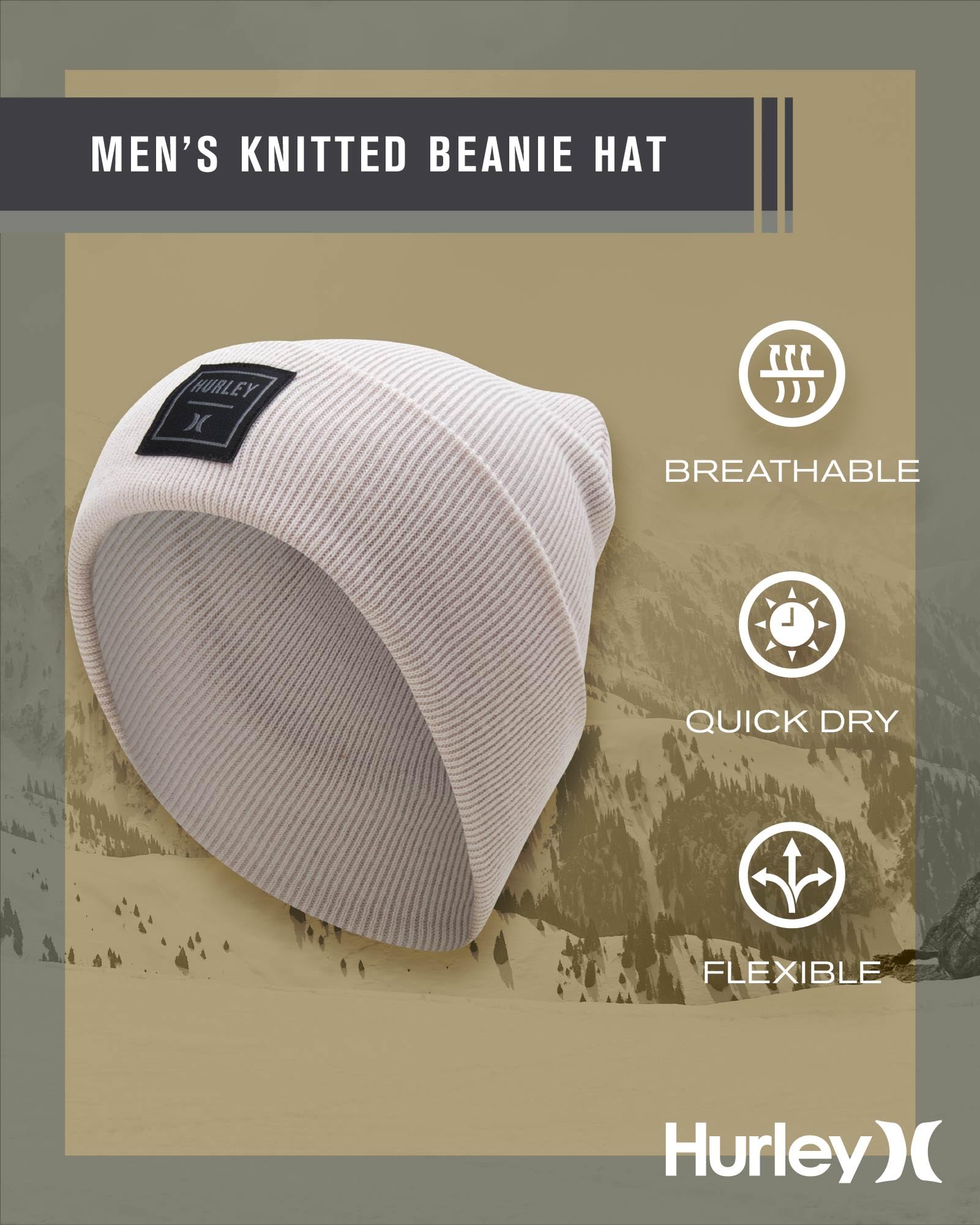 Hurley Shifty Beanie - Gorro de invierno ligero clásico de doble capa para hombre