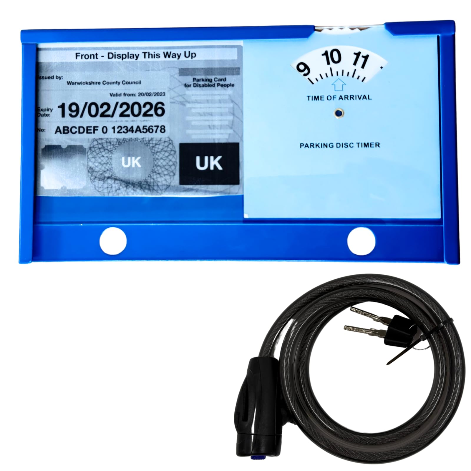 Blue Badge Protector Lock for Cars - Blue Badge Holder Wallet Steering Wheel Anti Theft Device Includes Clock Card