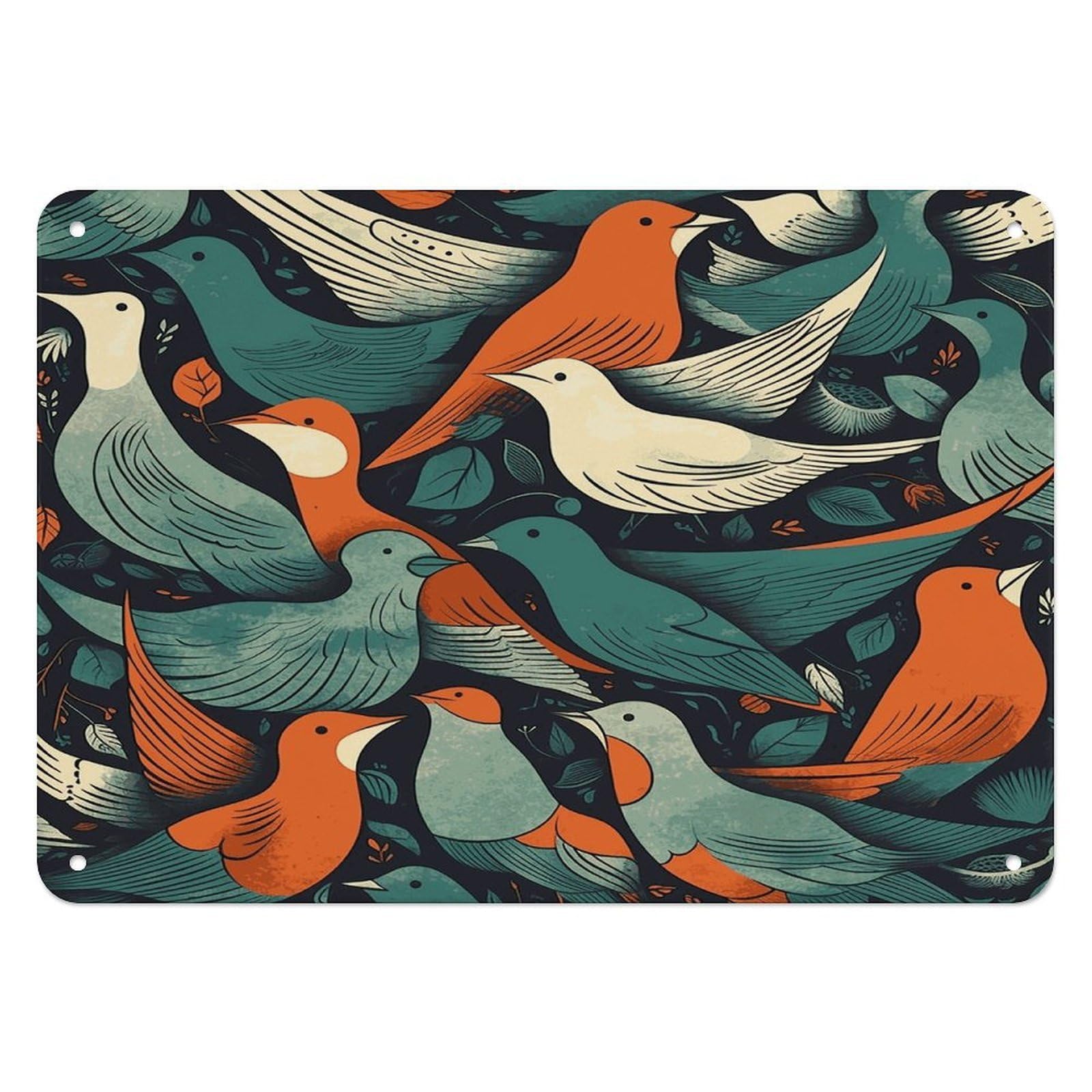 Fodpand Style Flock Of Birds Retro Vintage Metal Tin Sign,Wall Art Decor Garden Plaque Poster For Bedrooms Yard Bars Pubs Patios Porches 7.9X5.5 Inch