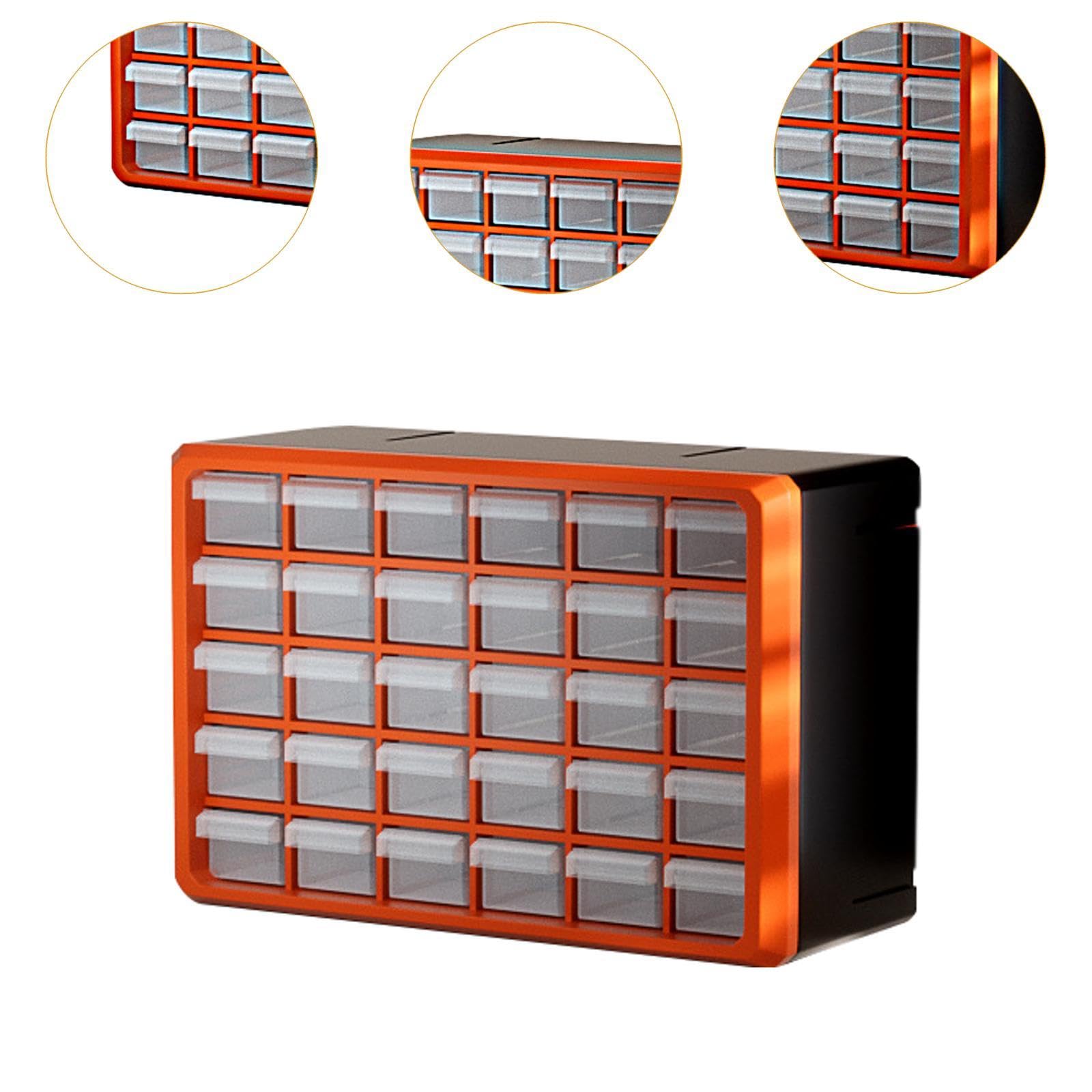 Organizador de Cajones para Armarios de Almacenamiento, Compartimentos, Multirejilla, Multifuncional, Caja de, Organizador de Tornillos, Organ, Cuadrícula Pequeña Naranja 30