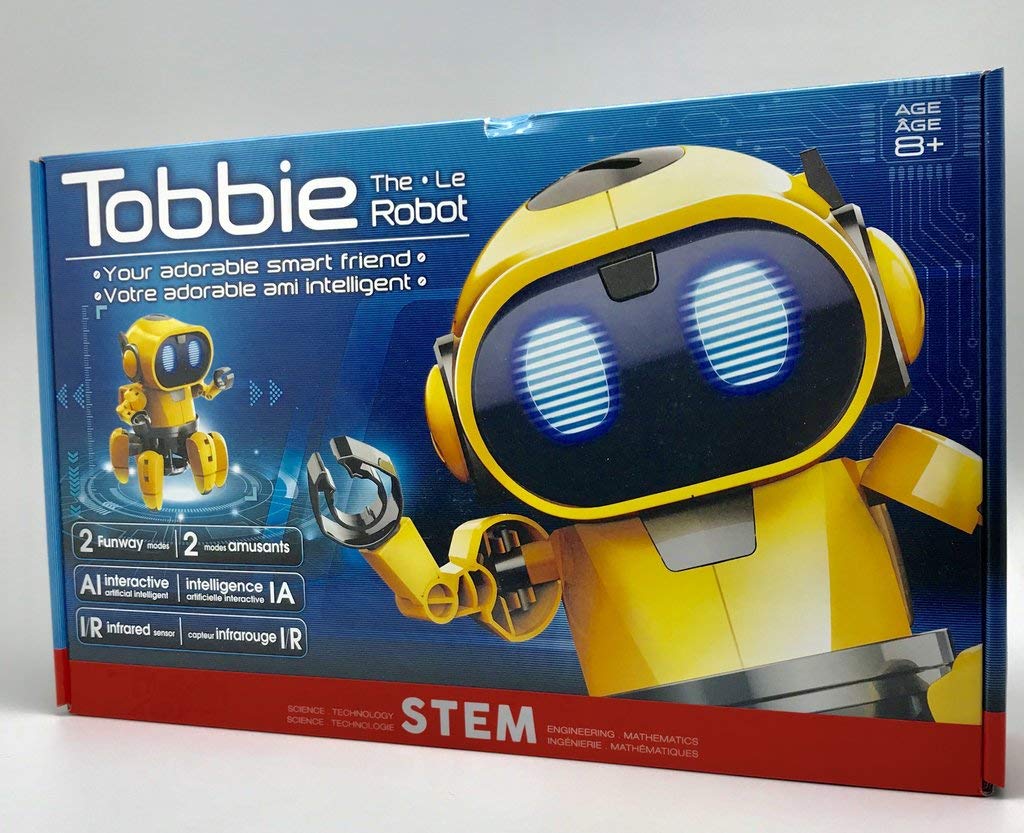 Amazing 🔥 CIC21-893 Tobbie Interactive a/I Capable Robot Infrared Sensor Two Play Modes – Follow Me Explore Develops Own Emotions Gestures Sound Lighting Effects