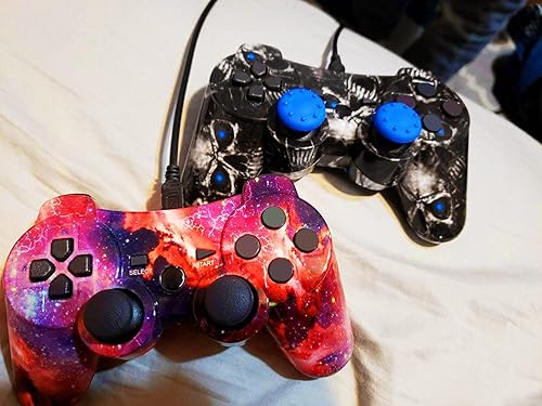 Miniatura 7 de CHENGDAO Controlador inalámbrico para PS3, paquete de 2 controladores inalámbricos para Playstaion 3 de 6 ejes con doble amortiguador de alto