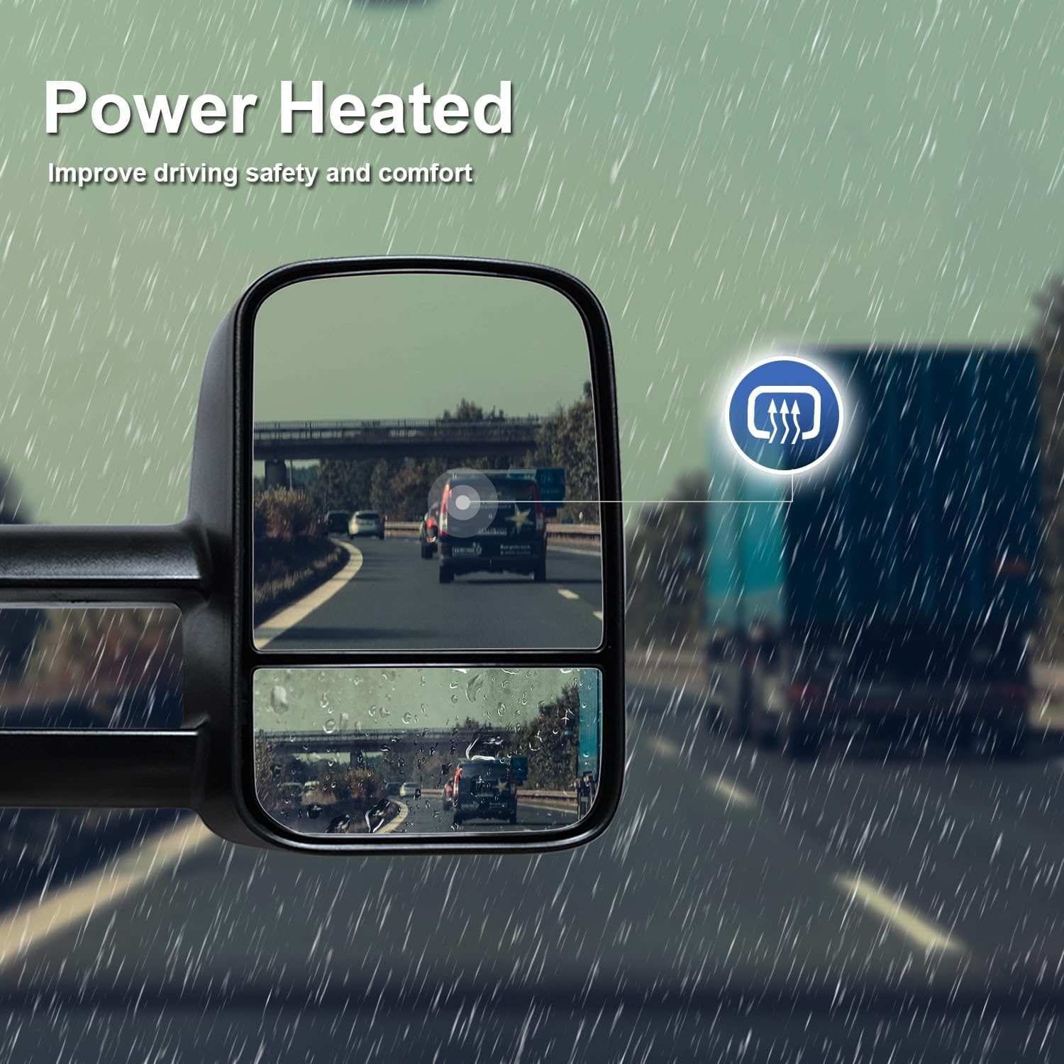 Pair Tow Mirrors Compatible with 1999-2002 Chevy Silverado GMC Sierra Tow Mirror Power Heated Turn Signal Light Side View Mirror Set