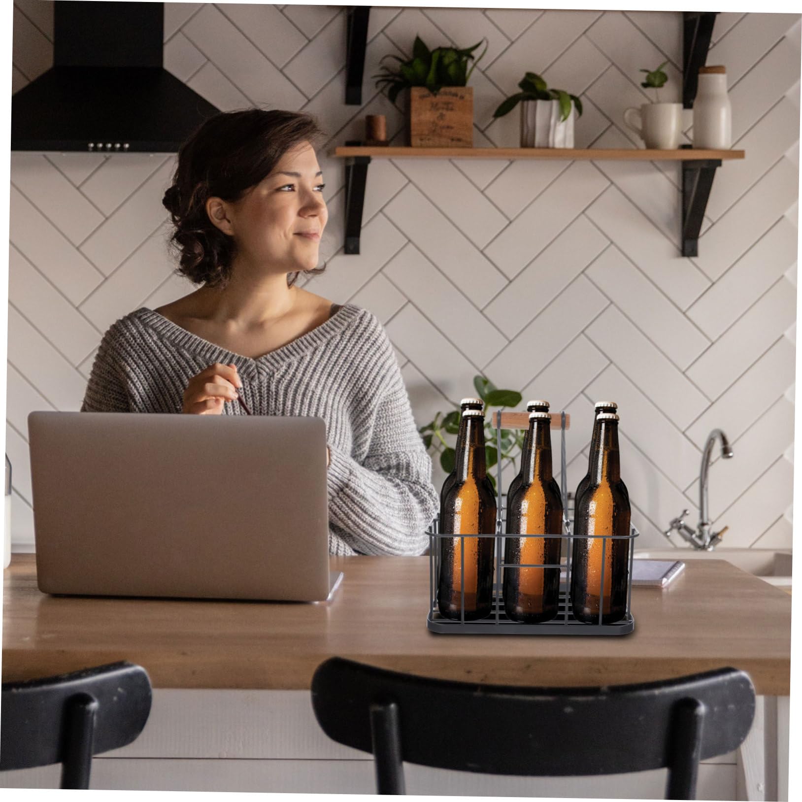Cabilock 1 Pc Estante De Cerveza Portátil Organizador De Botellas Celebración De Cerveza Condimento De Alambre Encimera Canasta De Cerveza Alimento Viajar Alambres Metalicos Familiar Hierro