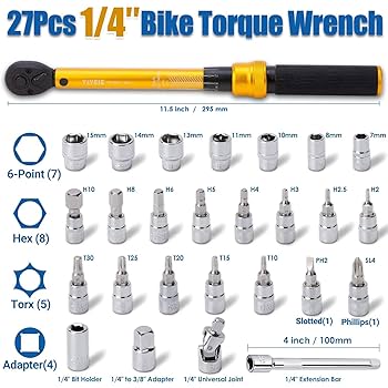 Apple - YU YIYEIE 1/4 Inch Drive Bike Torque Wrench, 1-25 Nm (10-222.5